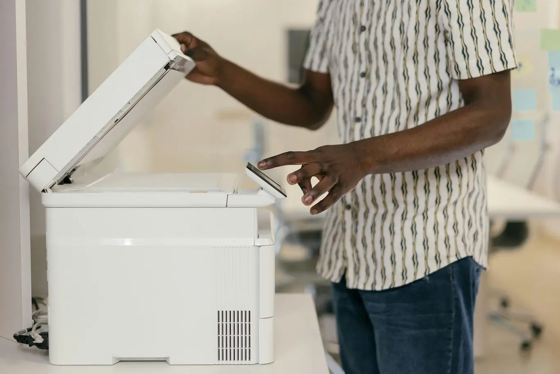 Person using a photocopier
