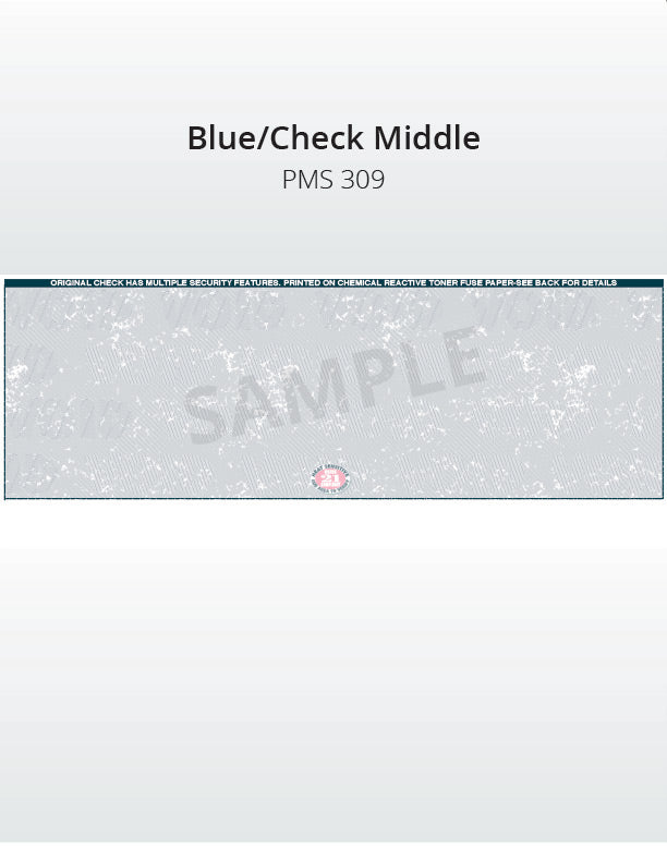 Middle Check, 1 Color, Secure Blank Check Stock, 2 Perforations (2500 per box)