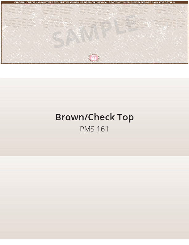 Top Check, 1 Color, Secure Blank Check Stock, 2 Perforations (2500 per box)