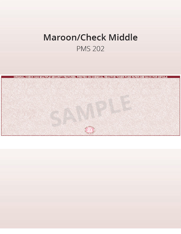 Middle Check, 1 Color, Secure Blank Check Stock, 2 Perforations (2500 per box)