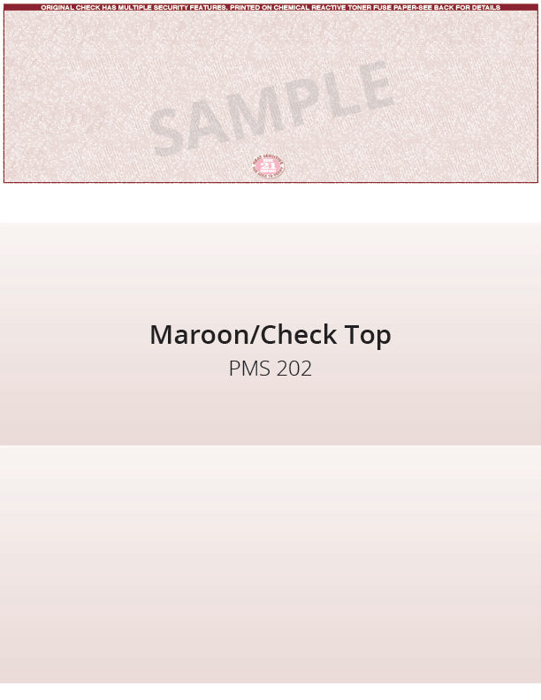 Top Check, 1 Color, Secure Blank Check Stock, 2 Perforations (2500 per box)