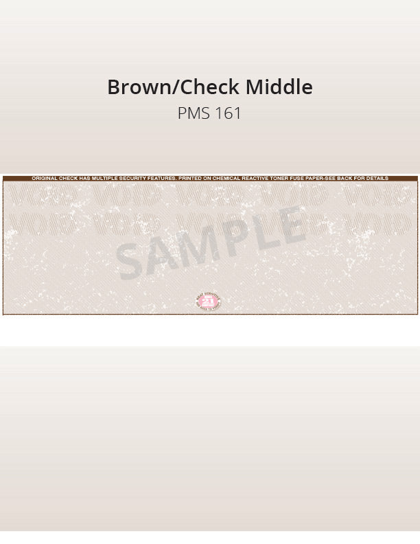 Middle Check, 1 Color, Secure Blank Check Stock, 2 Perforations (2500 per box)