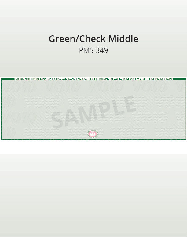 Middle Check, 1 Color, Secure Blank Check Stock, 2 Perforations (2500 per box)