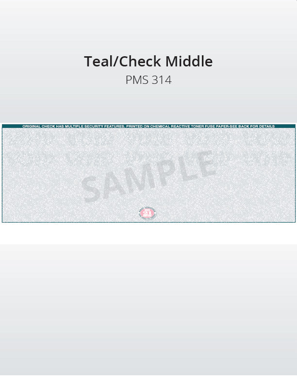 Middle Check, 1 Color, Secure Blank Check Stock, 2 Perforations (2500 per box)